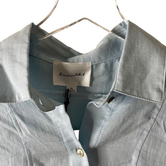 Line & Dot Lindsay Tied Cropped Button Shirt size XS NWT - Picture 3 of 9